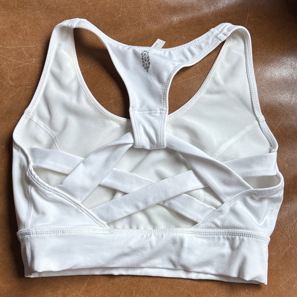 Free people White Crisscross Back Sports Bra